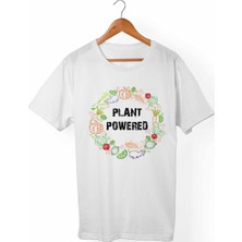 Muggkuppa Vegan-Plant Powered Testing Unisex-Kadın Beyaz T-Shirt