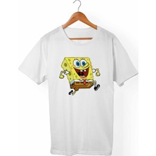 Muggkuppa Süngerbob Unisex-Kadın Beyaz T-Shirt