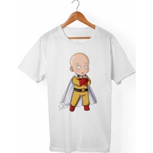 Muggkuppa One-Punch Man Unisex-Erkek Beyaz T-Shirt