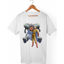 Muggkuppa One-Punch Man Unisex-Erkek Beyaz T-Shirt