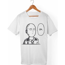 Muggkuppa One-Punch Man Unisex-Erkek Beyaz T-Shirt
