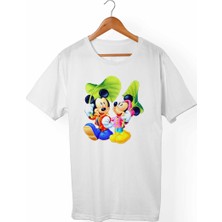 Muggkuppa Mickey Mouse Unisex-Erkek Beyaz T-Shirt