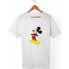 Muggkuppa Mickey Mouse Unisex-Erkek Beyaz T-Shirt
