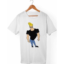 Muggkuppa Johnny Bravo Unisex-Kadın Beyaz T-Shirt