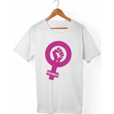 Muggkuppa Feminist Unisex-Erkek Beyaz T-Shirt