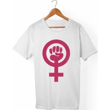 Muggkuppa Feminist Unisex-Kadın Beyaz T-Shirt