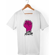 Muggkuppa Feminist Unisex-Erkek Beyaz T-Shirt