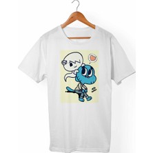 Muggkuppa Gumball Unisex-Kadın Beyaz T-Shirt