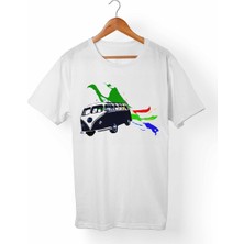 Muggkuppa Vw Bus-Hippie Unisex-Erkek Beyaz T-Shirt