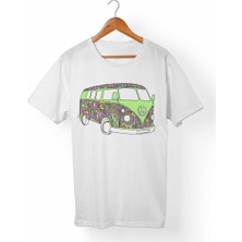 Muggkuppa Vw Bus-Hippie Unisex-Erkek Beyaz T-Shirt