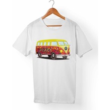 Muggkuppa Vw Bus-Hippie Unisex-Erkek Beyaz T-Shirt