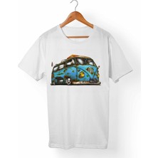 Muggkuppa Vw Bus-Hippie Unisex-Erkek Beyaz T-Shirt