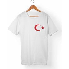 Muggkuppa Ay Yıldız Türk-Bozkurt Unisex-Erkek Beyaz T-Shirt