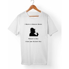 Muggkuppa Sherlock Holmes-Sher Locked Unisex-Kadın Beyaz T-Shirt