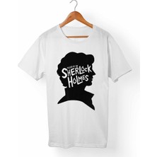 Muggkuppa Sherlock Holmes-Sher Locked Unisex-Kadın Beyaz T-Shirt