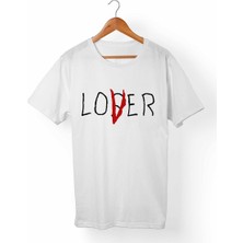 Muggkuppa Lover Loser Unisex-Kadın Beyaz T-Shirt