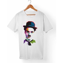 Muggkuppa Charlie Chaplin Unisex-Kadın Beyaz T-Shirt