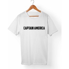 Muggkuppa Captain America Unisex-Kadın Beyaz T-Shirt