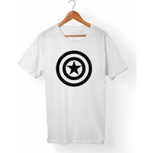 Muggkuppa Captain America Unisex-Erkek Beyaz T-Shirt