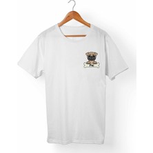 Muggkuppa Pug Dog Beyaz T-Shirt