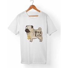 Muggkuppa Pug Dog Beyaz T-Shirt