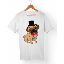 Muggkuppa Pug Dog Beyaz T-Shirt
