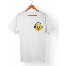 Muggkuppa Kulaklık-Headphone Baskılı Beyaz T-Shirt