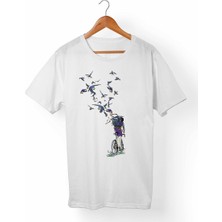 Muggkuppa Bisiklet Baskılı Beyaz T-Shirt