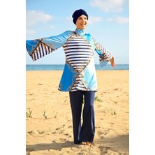 Marina Tam Kapalı Mayo Lacivert Renkli Desenli Kadınlar İçin