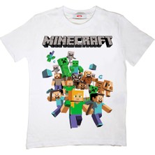 Minecraft Çocuk T-Shirt Beyaz Unisex