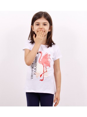 Toontoy Kız Çocuk T-Shirt Flamingo Baskılı