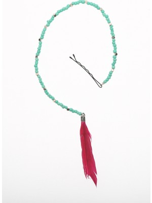 New Obsessions Fuşya Tüy Mavi Saç Boncuğu