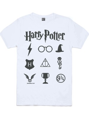 Rock&Roll Hp Semboller Beyaz Kısa Kollu T-Shirt