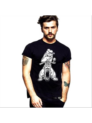 Rock&Roll Temel Motor Siyah Kısa Kollu T-Shirt