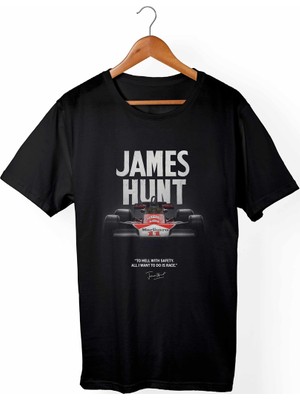 Muggkuppa James Hunt Formula F1 Unisex Ve Kadın Kesim Siyah T-Shirt