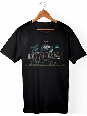 Muggkuppa Exo K-Pop Unisex Ve Kadın Kesim Siyah T-Shirt