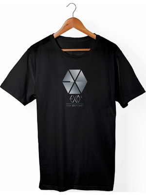 Muggkuppa Exo K-Pop Unisex Ve Kadın Kesim Siyah T-Shirt