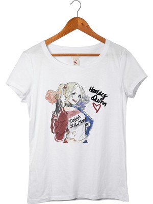 Muggkuppa Harley Quinn Kadın Beyaz T-Shirt