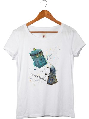 Muggkuppa Doctor Who Kadın Beyaz T-Shirt