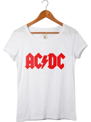 Muggkuppa Ac Dc Kadın Beyaz T-Shirt