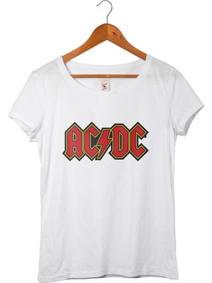 Muggkuppa Ac Dc Kadın Beyaz T-Shirt