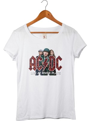 Muggkuppa Ac Dc Kadın Beyaz T-Shirt
