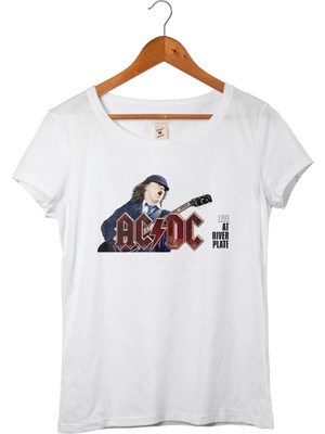 Muggkuppa Ac Dc Kadın Beyaz T-Shirt