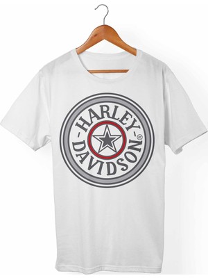 Muggkuppa Harley Davidson Unisex-Kadın Beyaz T-Shirt