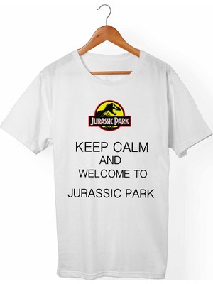 Muggkuppa Jurassic Park Unisex-Kadın Beyaz T-Shirt
