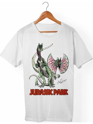 Muggkuppa Jurassic Park Unisex-Kadın Beyaz T-Shirt