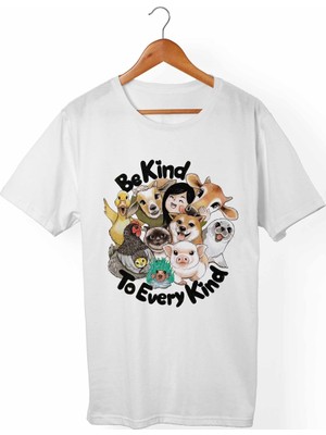 Muggkuppa Vegan-To Every Kind Unisex-Erkek Beyaz T-Shirt