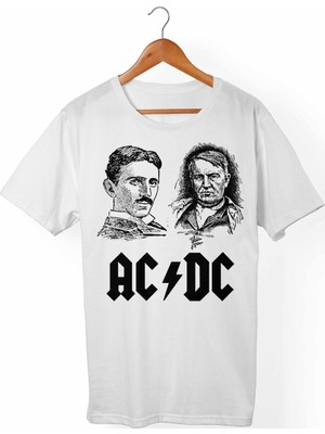 Muggkuppa Tesla Edison Unisex-Kadın Beyaz T-Shirt