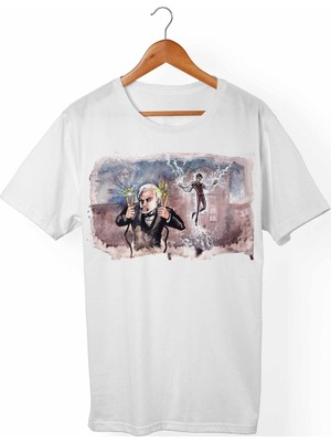 Muggkuppa Tesla Edison Unisex-Kadın Beyaz T-Shirt