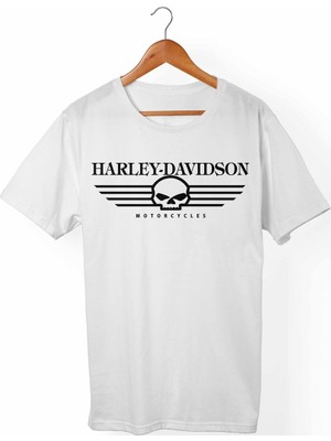 Muggkuppa Harley Davidson Unisex-Kadın Beyaz T-Shirt